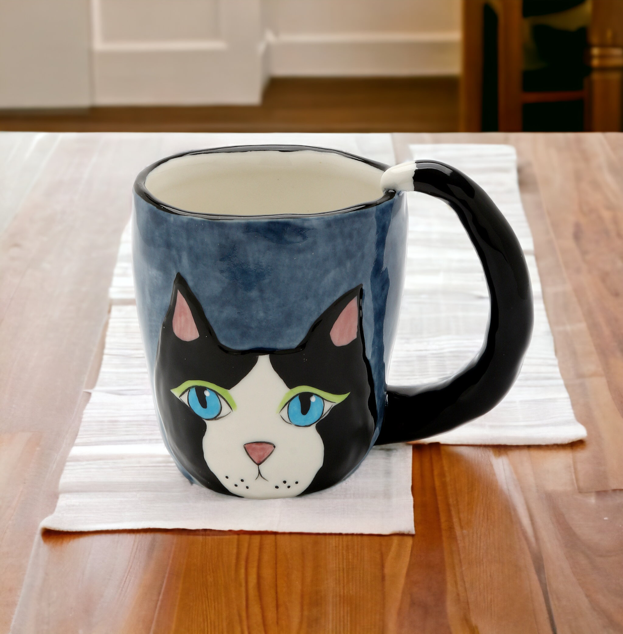 Ceramic Black Cat Mug Home Décor Gift for Her Gift for Mom Kitchen Décor Cat Lovers Gift Pet Loss Gift Cafe Decor - Mugs