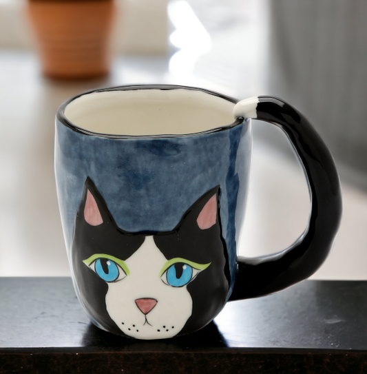 Ceramic Black Cat Mug Home Décor Gift for Her Gift for Mom Kitchen Décor Cat Lovers Gift Pet Loss Gift Cafe Decor - Mugs