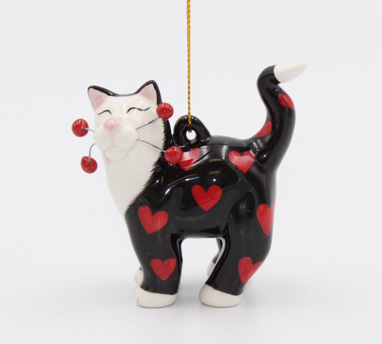 Cat Ornament - Hearts - kevinsgiftshoppe
