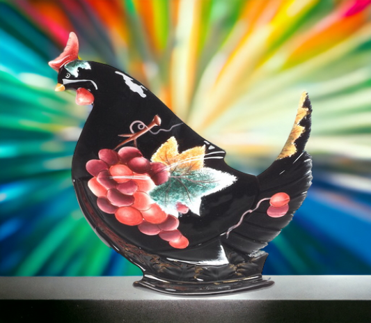 Ceramic Black Chicken Plate Home Décor Gift for Her Gift for Mom Kitchen Décor Farmhouse Décor Nature Lover Gift