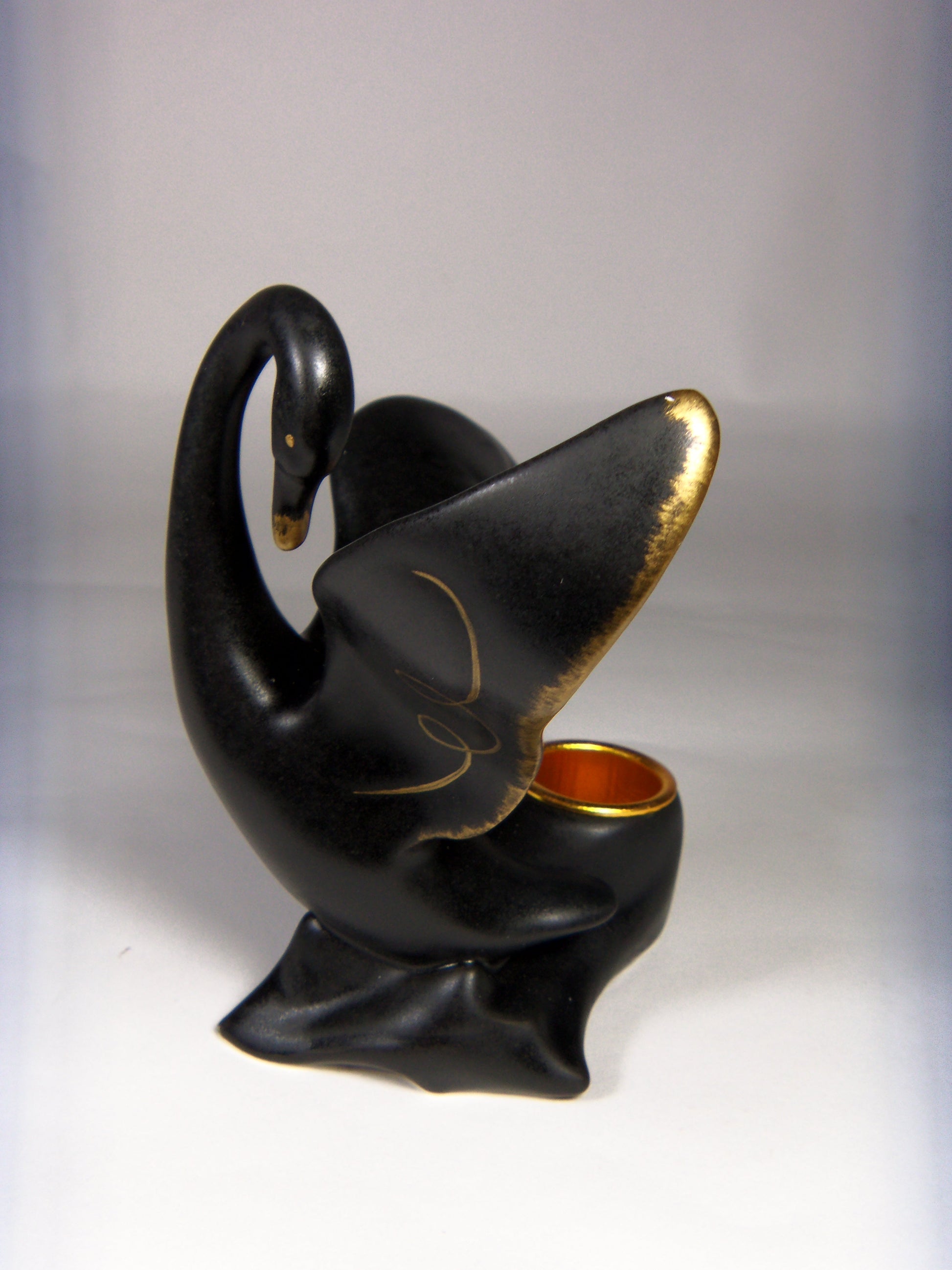 Ceramic Black Swan with Golden Accents Candle Holder Vanity Decor Modern Home Decor Gift for Her Gift for Mom - Candle