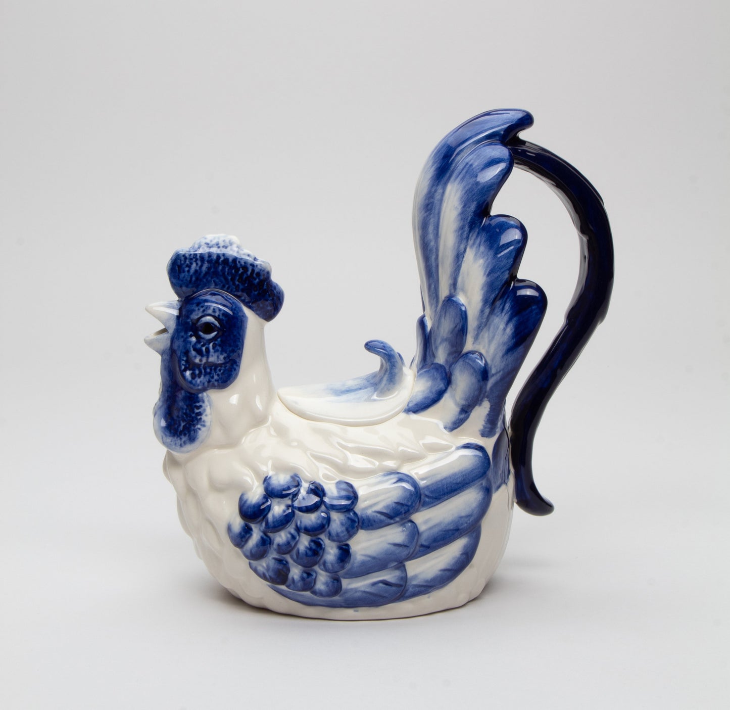 Ceramic Blue and White Rooster Teapot Gift for Her Gift for Mom Tea Party Décor Café Décor Fall Thanksgiving Décor