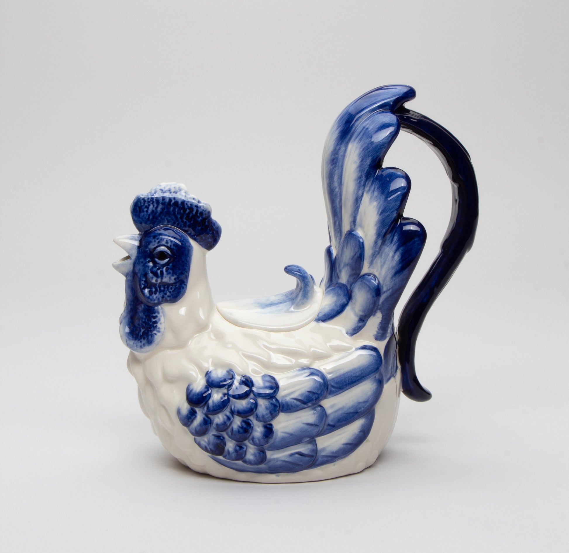 Ceramic Blue and White Rooster Teapot Gift for Her Gift for Mom Tea Party Décor Café Décor Fall Thanksgiving Décor