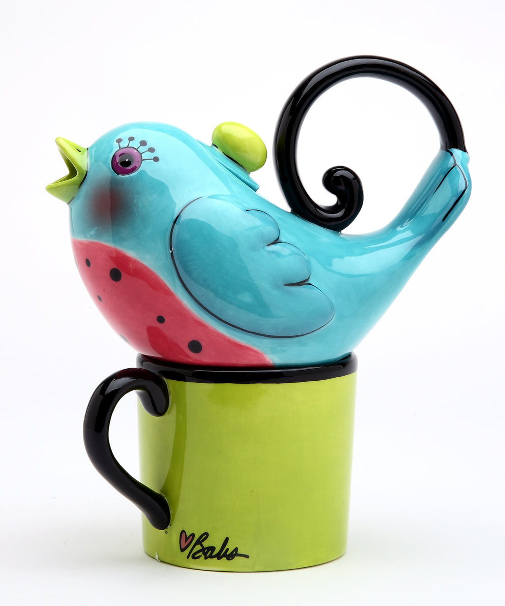 Ceramic Blue Bird Tea For One Gift for Her Gift for Mom Birdwatcher Kitchen Décor Tea Party Décor Café Décor Spring