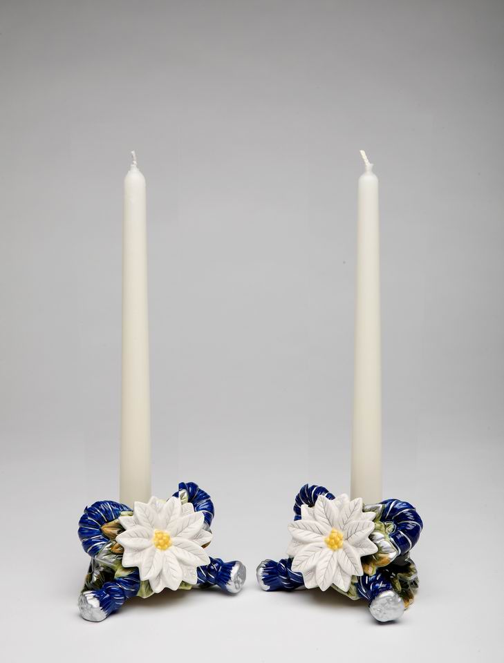 Ceramic Blue Candler Holder Set Of 2 CANDLES NOT INCLUDED Home Décor Gift for Her Gift for Mom Kitchen Décor Wedding
