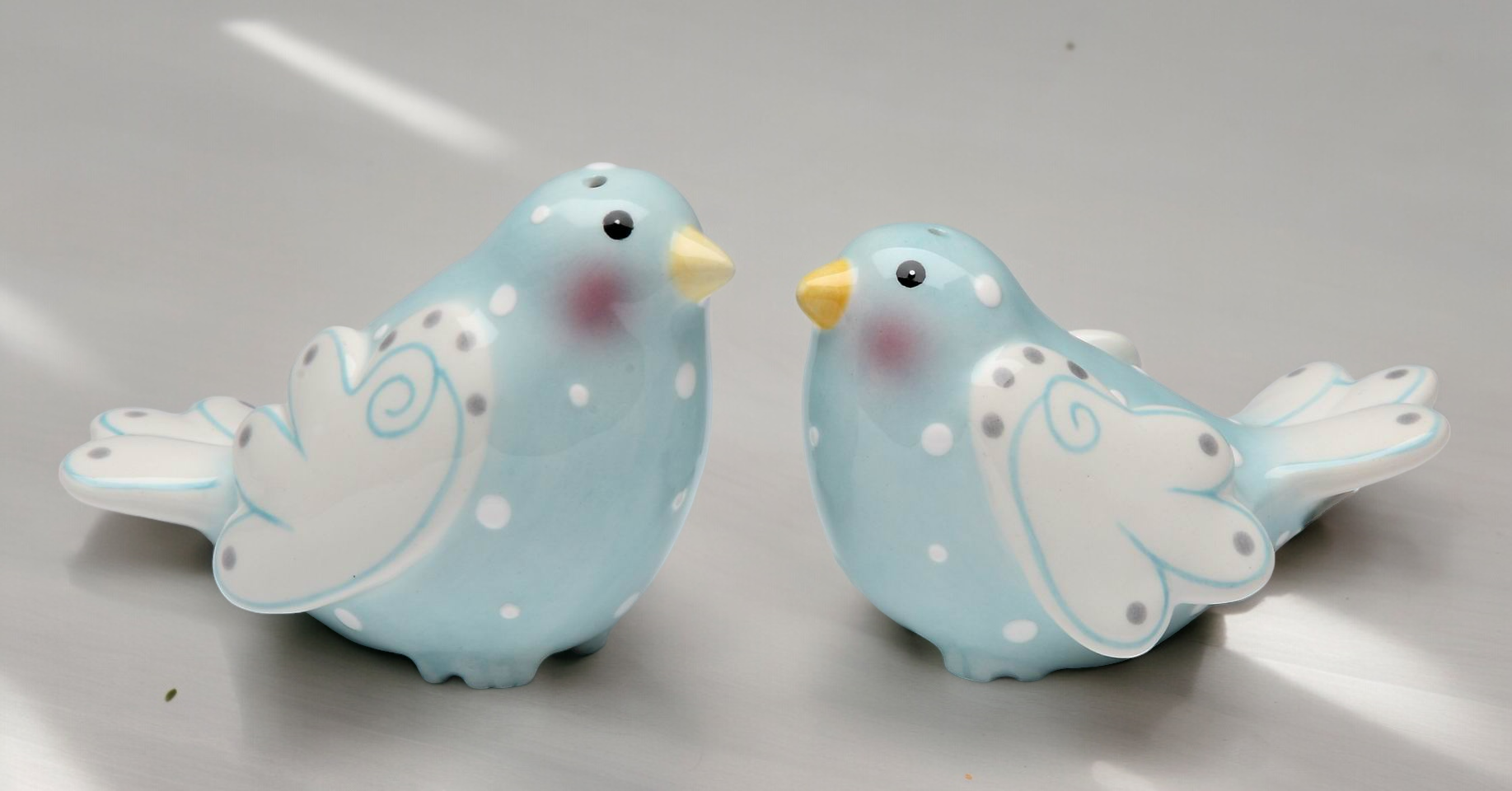Ceramic Blue Dove Birds with White Wings Salt and Pepper Shakers Wedding Decor Birdwatcher Gift Gift for Her Gift
