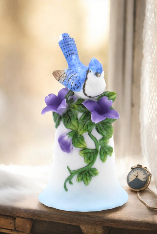Ceramic Blue Jay Bird Bell Birdwatcher Gift Gift for Her Gift for Mom Home Decor - Bell