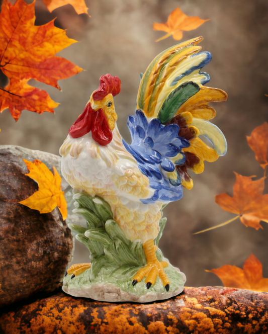 Ceramic Blue Rooster Figurine Home Décor Gift for Her Gift for Mom Kitchen Décor Farmhouse Décor Fall Decor