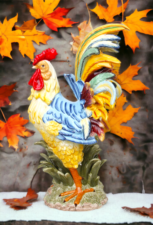 Ceramic Blue Rooster Figurine Home Décor Gift for Her Gift for Mom Kitchen Décor Farmhouse Décor Fall Decor