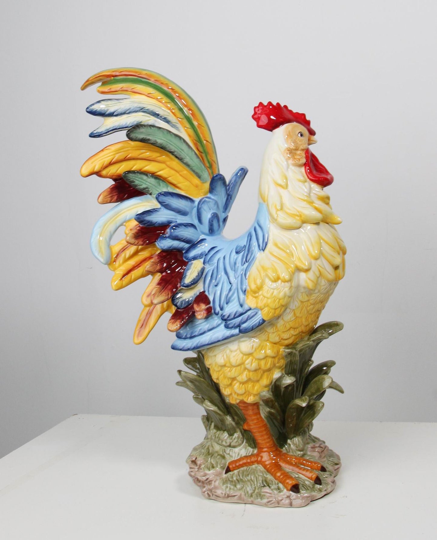 Ceramic Blue Rooster Figurine Home Décor Gift for Her Gift for Mom Kitchen Décor Farmhouse Décor Fall Decor