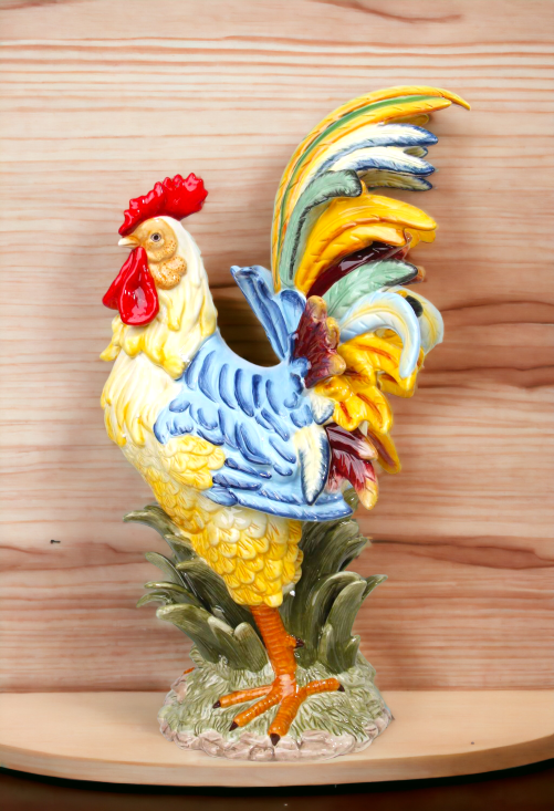 Ceramic Blue Rooster Figurine Home Décor Gift for Her Gift for Mom Kitchen Décor Farmhouse Décor Fall Decor
