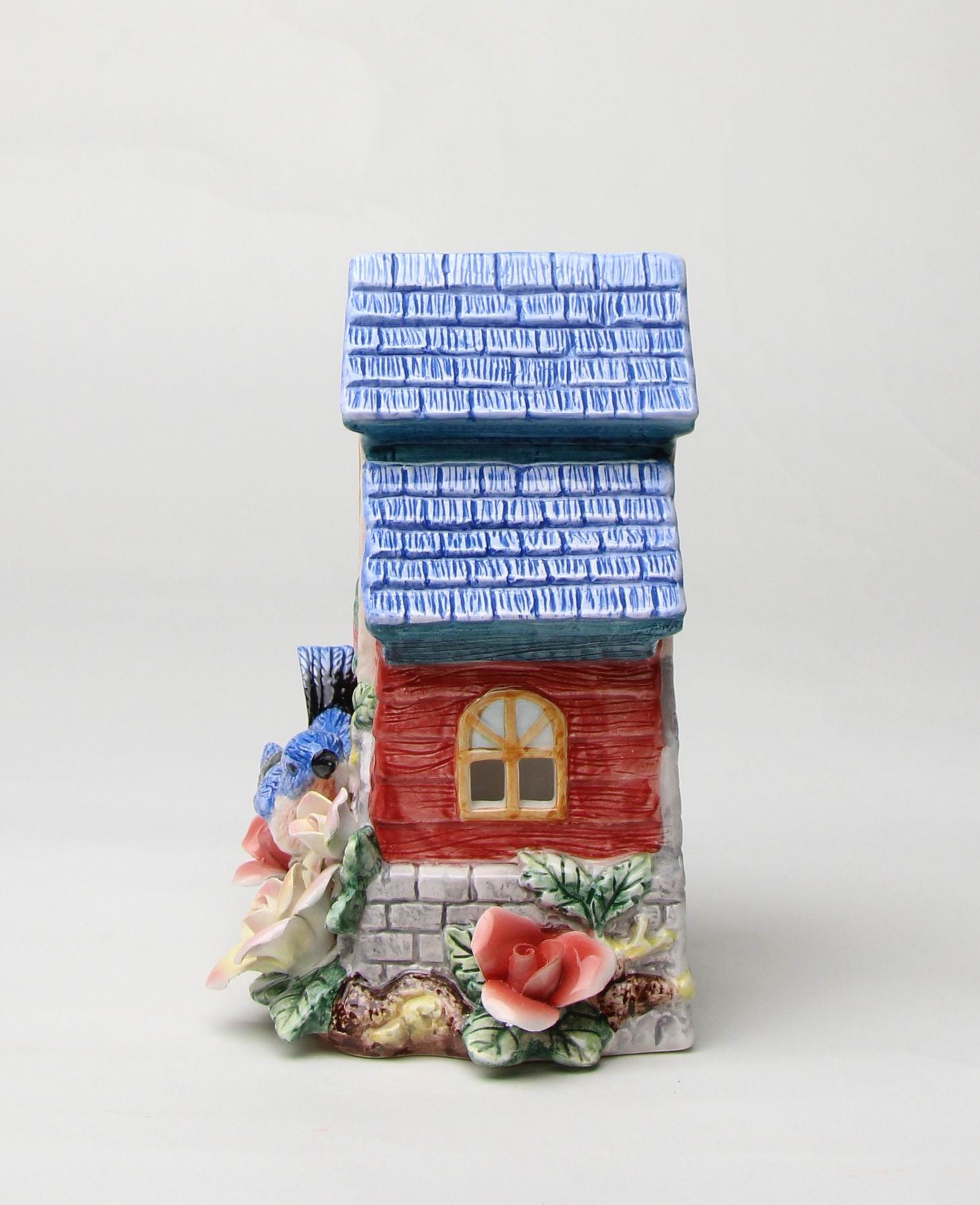 Ceramic Bluebird Birdhouse Figurine Home Décor Gift for Her Gift for Mom Kitchen Décor Birdwatcher Gift Vintage Decor