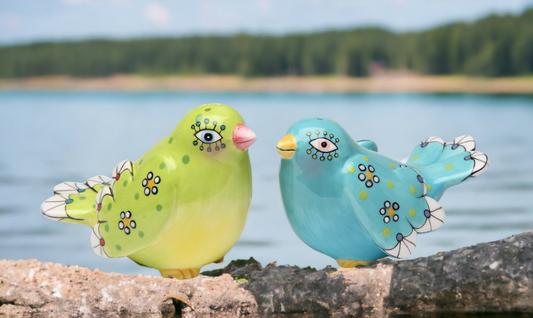 Ceramic Bohemian Birds Salt & Pepper Shakers Home Décor Gift for Her Gift for Mom Kitchen Décor Birdwatcher Gift - Salt