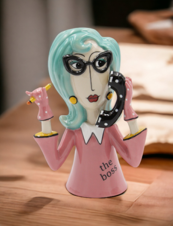 Ceramic Boss Lady Vase or Pen Holder Home Décor Gift for Her Mom Friend or Coworker Vanity Décor Office Decor - Vases