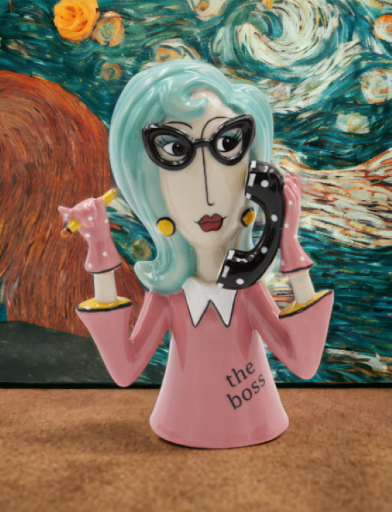 Ceramic Boss Lady Vase or Pen Holder Home Décor Gift for Her Mom Friend or Coworker Vanity Décor Office Decor - Vases