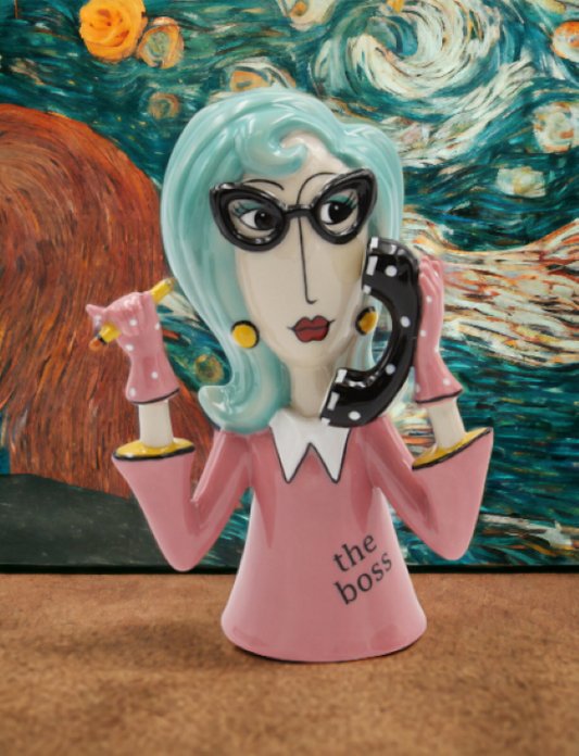 Ceramic Boss Lady Vase or Pen Holder Home Décor Gift for Her Mom Friend or Coworker Vanity Décor Office Decor - Vases