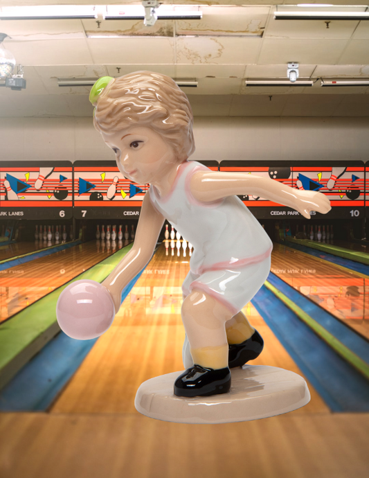 Ceramic Bowling Girl Figurine Home Décor Gift for Her Gift for Mom Gift for Daughter - Figurine