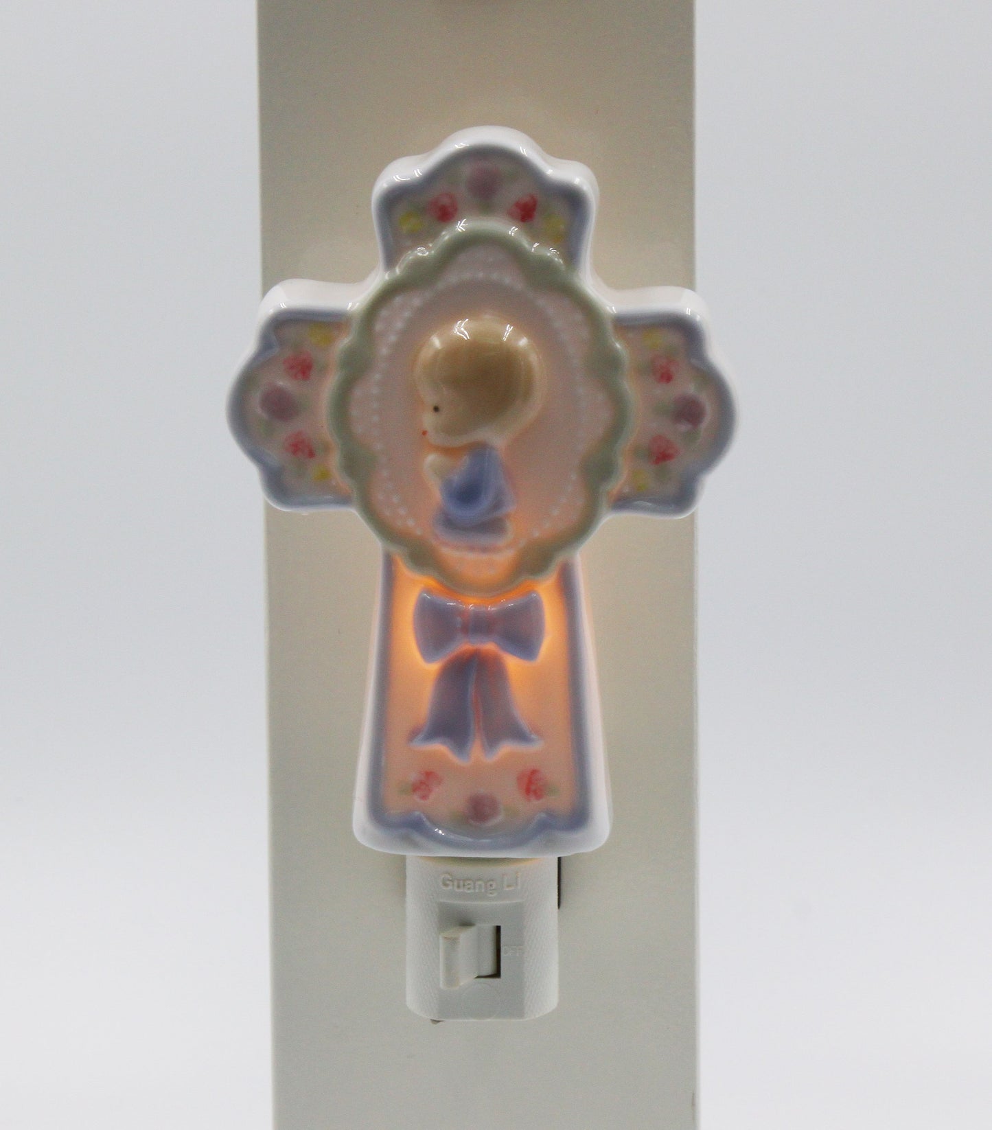 Ceramic Boy On A Cross Plug-In Night Light Religious Décor Religious Gift Church Décor Church Gift Baptism Gift - Night