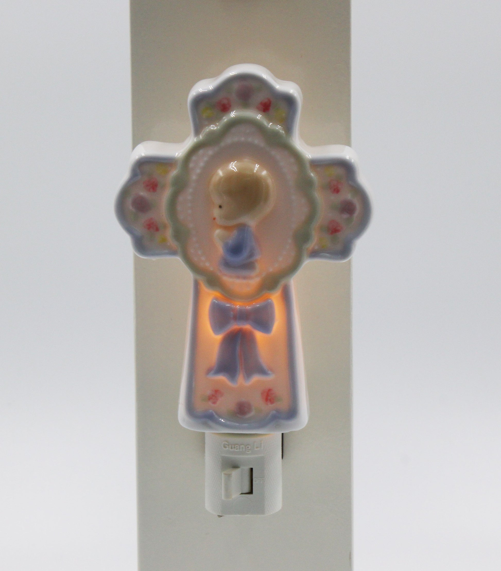 Ceramic Boy On A Cross Plug-In Night Light Religious Décor Religious Gift Church Décor Church Gift Baptism Gift - Night