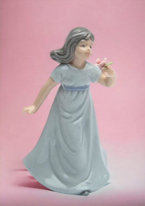 Ceramic Breezy Spring Time Girl Figurine Home Décor Gift for Her Gift for Mom Nature Lover Gift Vintage Decor - Figurine