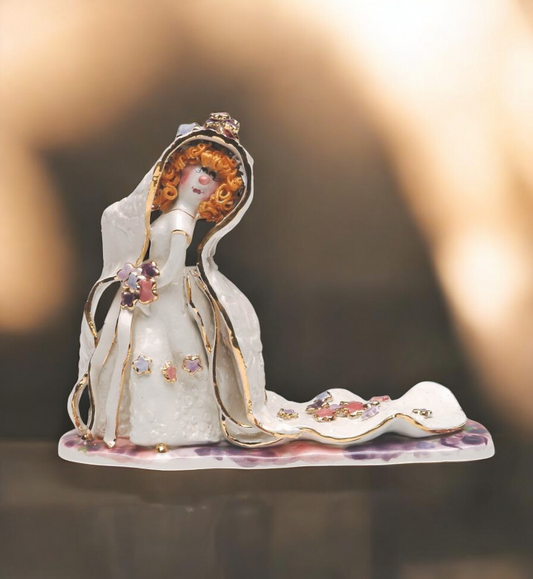 Ceramic Bride with Curly Hair Figurine Wedding Gift Wedding Decor - Figurine