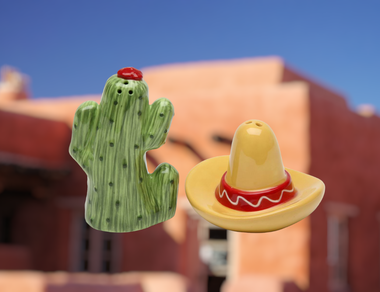 Ceramic Cactus And Sombrero Hat Salt & Pepper Shakers Home Décor Gift for Him Dad Her Mom Kitchen Décor Mexican Decor