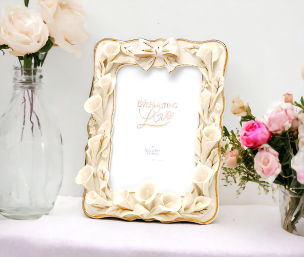 Ceramic Cala Lilies 5’’ X 7’’ Wedding Photo Frame Wedding Décor or Gift Anniversary Décor or Gift Home Décor Vanity