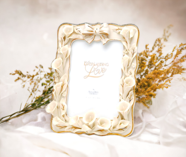 Ceramic Cala Lilies 5’’ X 7’’ Wedding Photo Frame Wedding Décor or Gift Anniversary Décor or Gift Home Décor Vanity