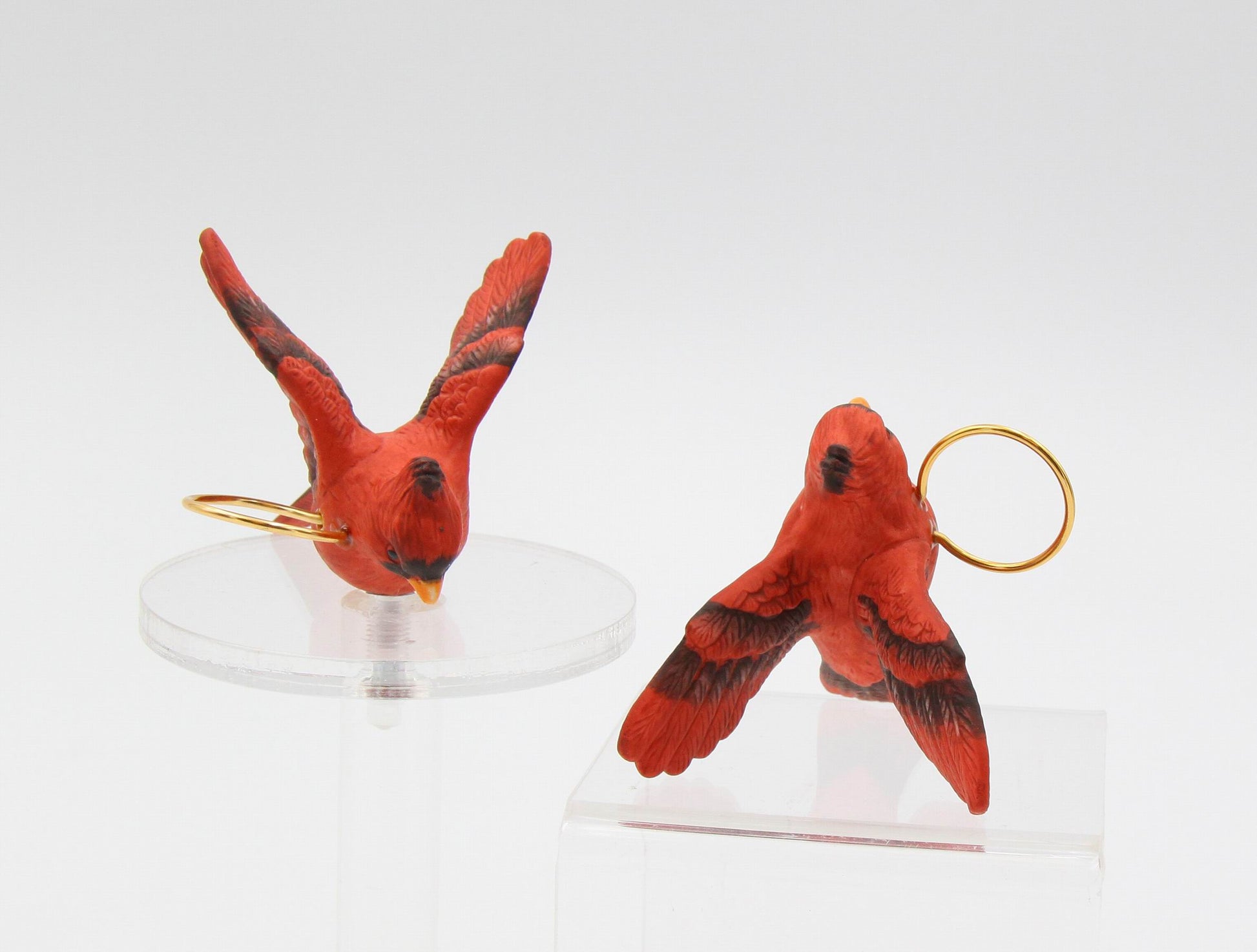 Ceramic Cardinal Bird Candle Rings-Set of 2 Home Décor Gift for Her Mom Kitchen Décor Birdwatcher Gift Vintage Decor