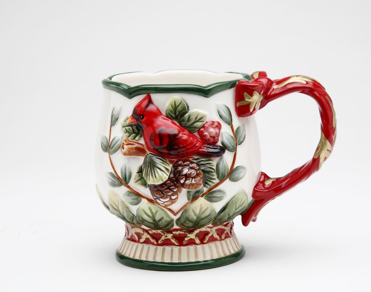 Ceramic Cardinal Bird Christmas Mug Home Décor Gift for Her Gift for Mom Kitchen Décor Christmas Décor - Mugs