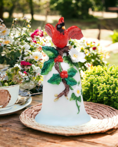 Ceramic Cardinal Bird Mini Bell Home Décor Gift for Her Gift for Mom Kitchen Décor Birdwatcher Gift Vintage Decor - Bell