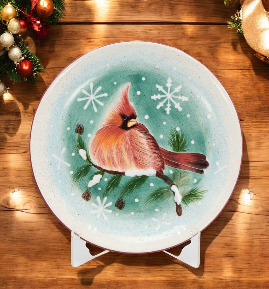 Ceramic Cardinal Bird Plate-Stand NOT INCLUDED Christmas Decor Birdwatcher Gift Nature Lover Gift Gift for Her - decor