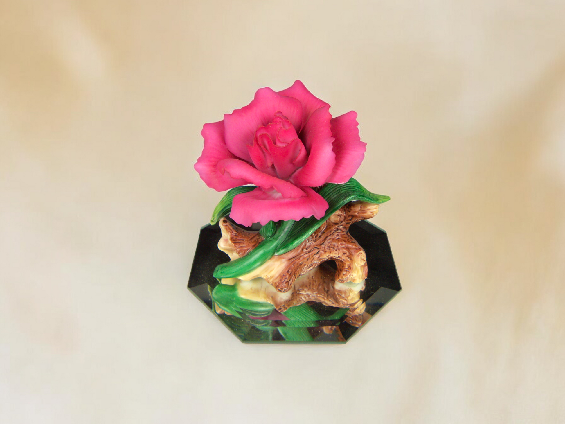 Ceramic Carnation Flower on Glass Base Figurine Gift for Her Gift for Mom Mother’s Day Gift Home Decor - Figurine