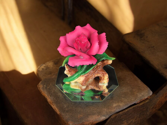 Ceramic Carnation Flower on Glass Base Figurine Gift for Her Gift for Mom Mother’s Day Gift Home Decor - Figurine