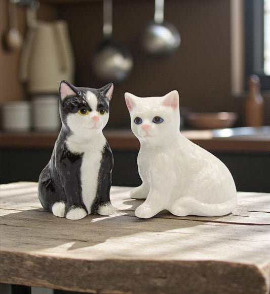 Ceramic Cat Salt And Pepper Shaker Set Home Décor Gift for Her Gift for Mom Kitchen Décor Cat Lovers Gift - Salt &