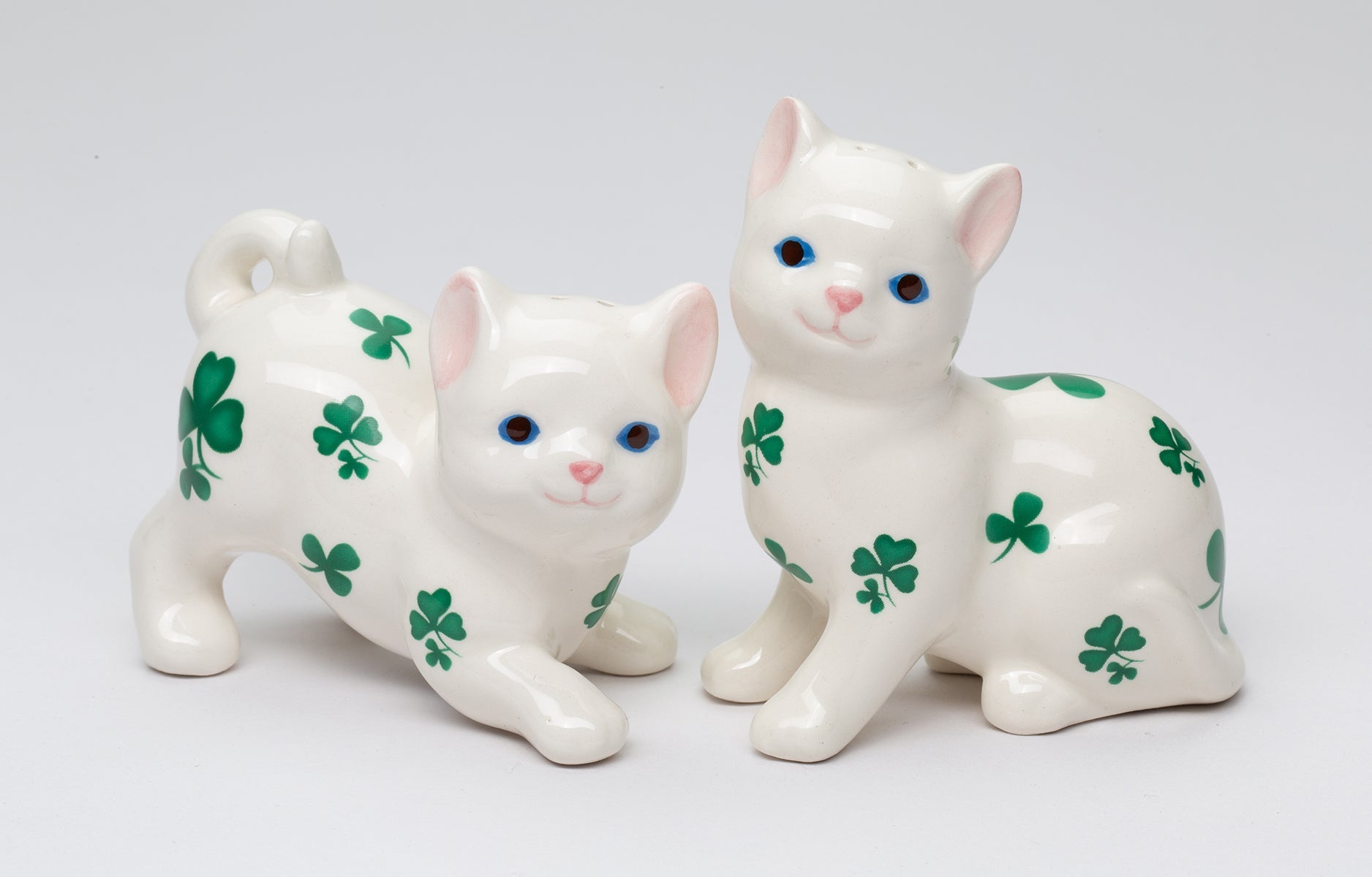Ceramic Cats with Shamrock Design Salt and Pepper Shakers Home Décor Gift for Her Mom Kitchen Décor Irish Saint