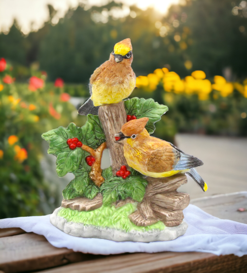 Ceramic Cedar Waxing Bird Figurine Home Décor Gift for Her Gift for Mom Kitchen Décor Birdwatcher Gift Vintage Decor