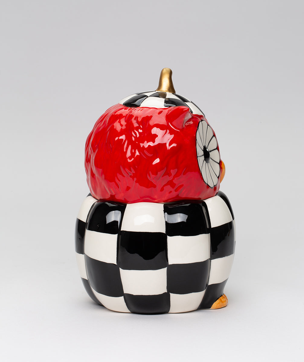 Ceramic Checkerboard Owl Candy Jar Kitchen Decor Fall Decor Gift for Her Gift for Mom - candy box