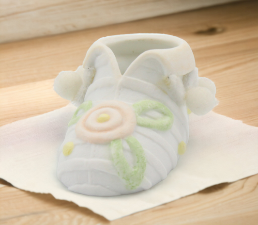 Ceramic Chenille Bootie Figurine Home Décor Nursery Room Décor Baby Shower Gift - Figurine