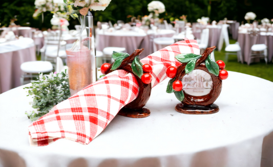 Ceramic Cherry Napkin Rings-Set of 4 Home Décor Gift for Her Gift for Mom Kitchen Décor Wedding Decor - Napkin holders
