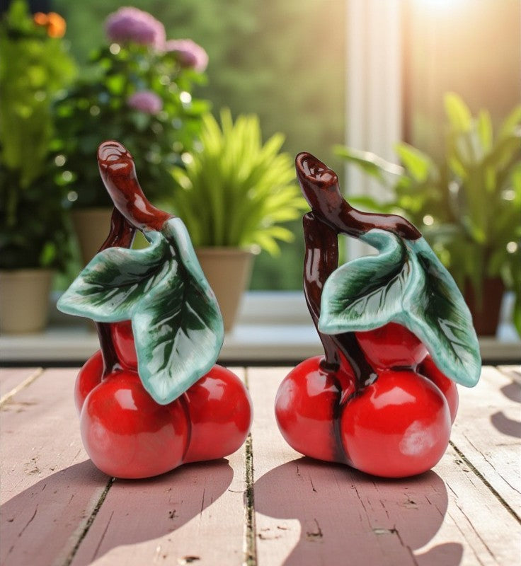 Ceramic Cherry Salt and Pepper Shakers Home Décor Gift for Her Gift for Mom Kitchen Décor - Salt & Pepper Shakers