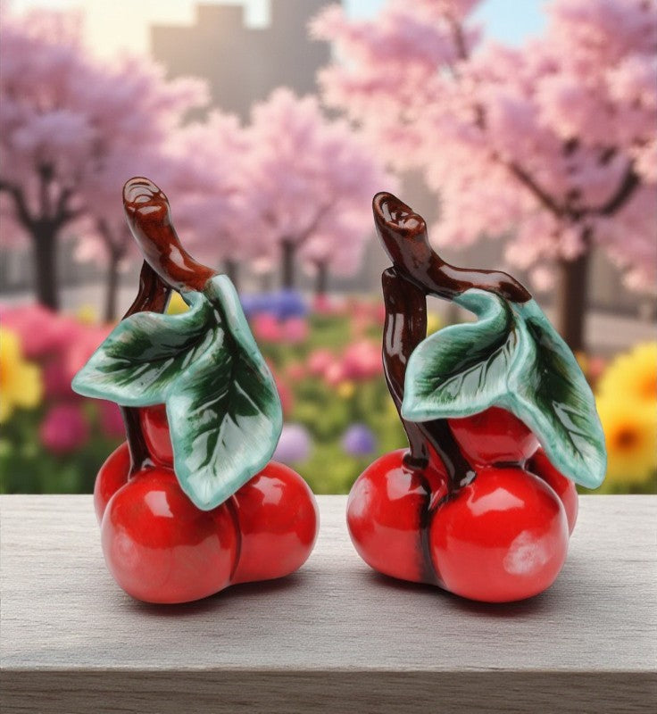 Ceramic Cherry Salt and Pepper Shakers Home Décor Gift for Her Gift for Mom Kitchen Décor - Salt & Pepper Shakers