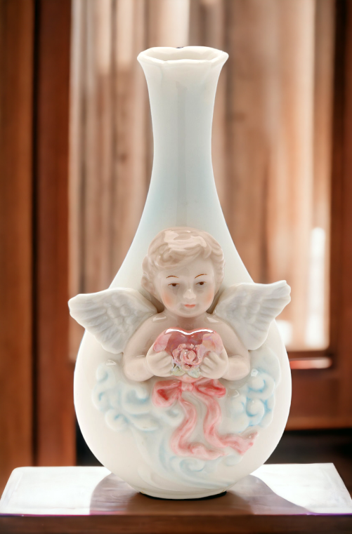 Ceramic Cherub Angel Bud Vase Religious Décor Religious Gift Church Décor Church Gift Baptism Gift Vanity Decor Vintage