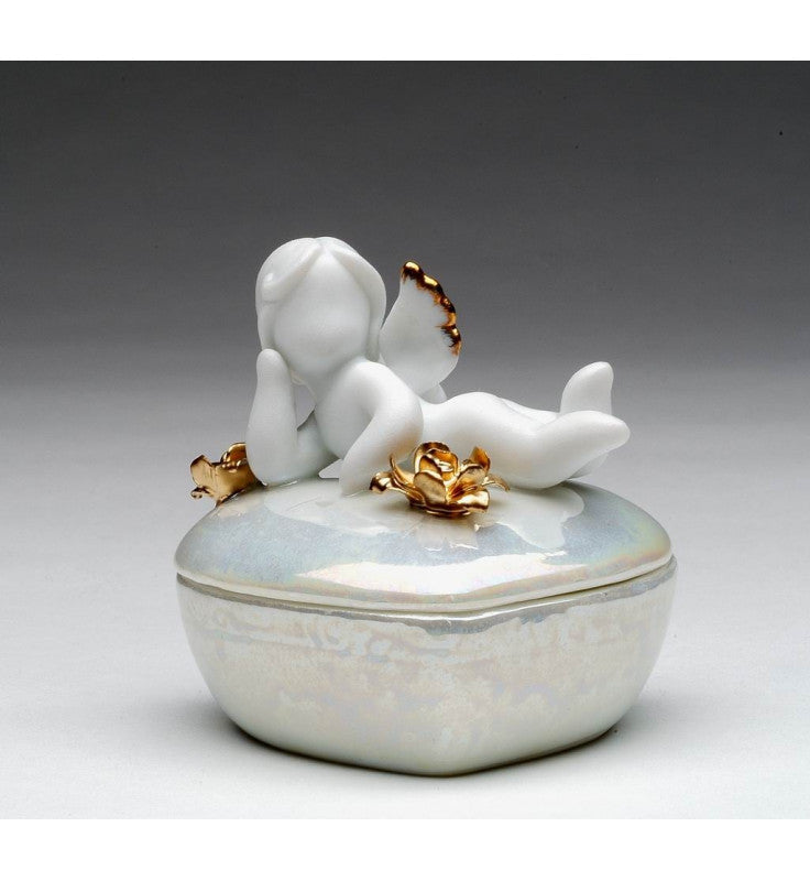 Ceramic Cherub Angel Heart Jewelry Box Home Décor Religious Décor Religious Gift Church Décor Baptism Gift - Jewelry