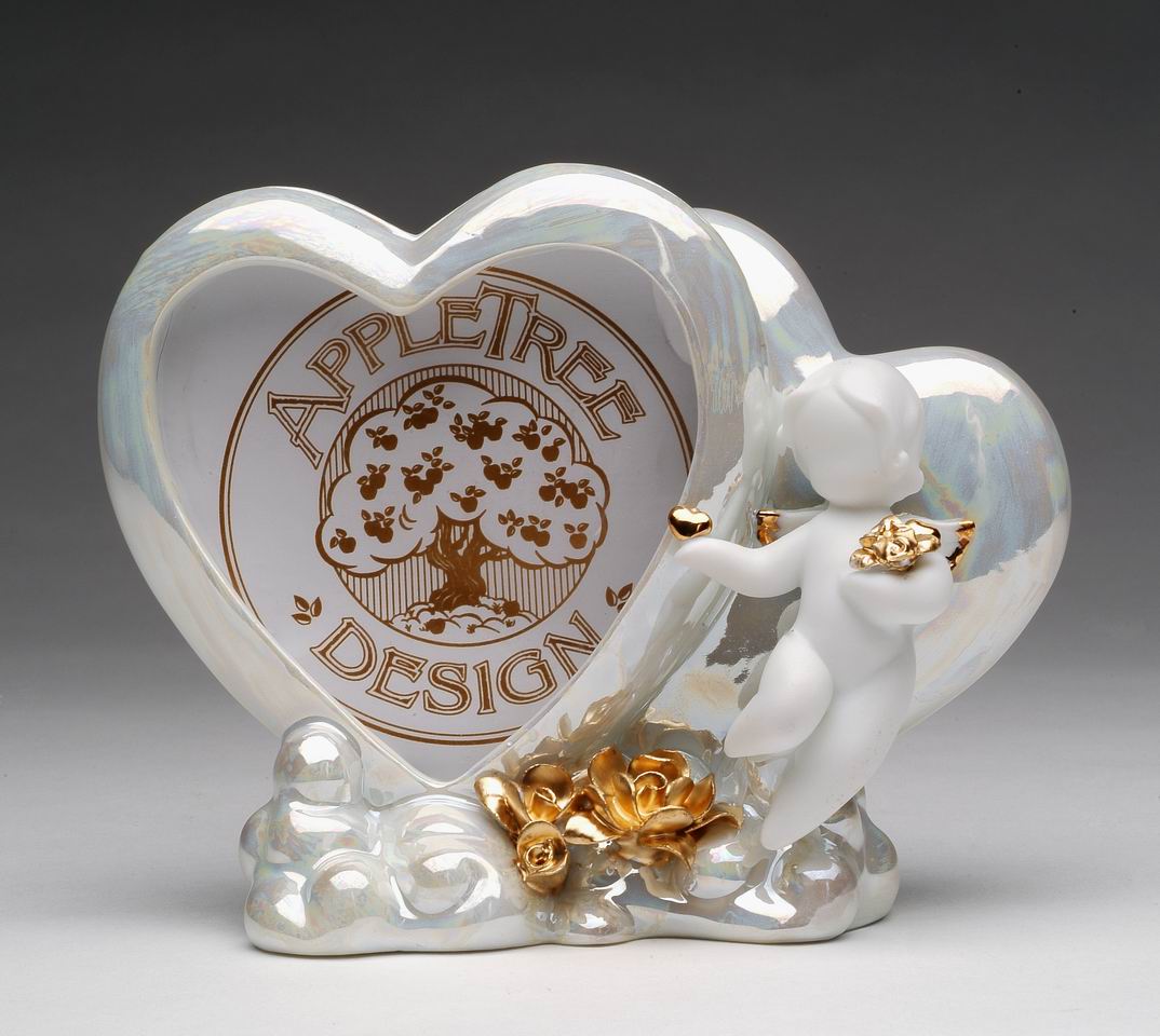 Ceramic Cherub Angel Heart Shaped Photo Frame Home Décor Religious Décor Religious Gift Church Décor Baptism Gift