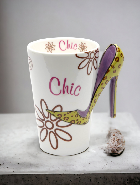 Ceramic Chic Leopard Print High Heel Coffee Mug Home Décor Gift for Her Mom Friend or Coworker Kitchen Décor Office