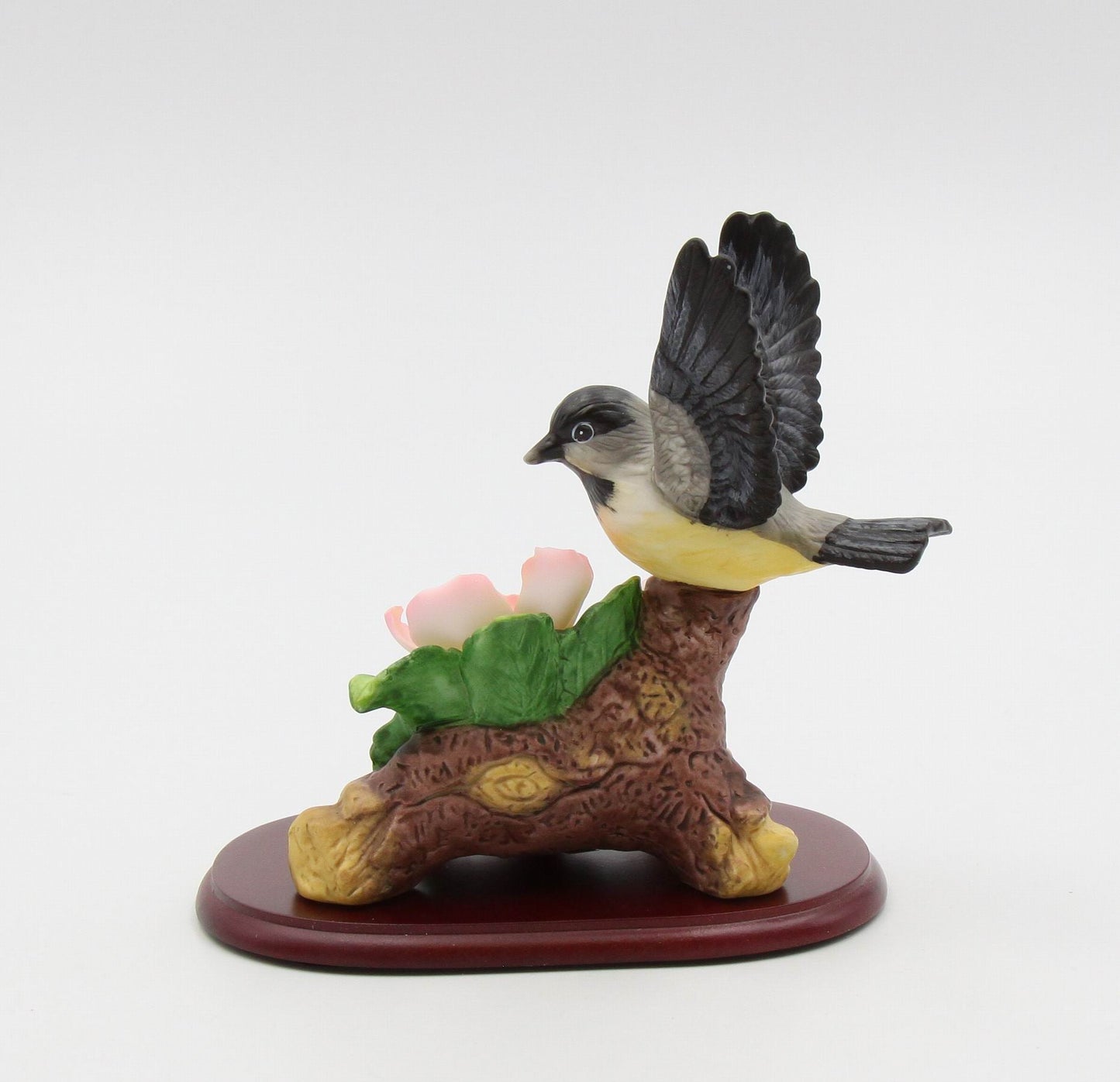 Ceramic Chickadee Bird with Flowers Figurine Home Décor Gift for Her Gift for Mom Kitchen Décor Birdwatcher Gift