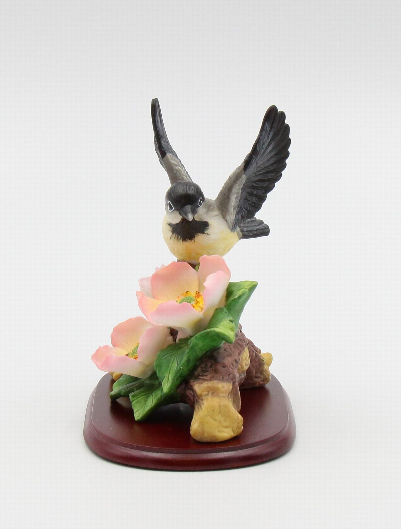 Ceramic Chickadee Bird with Flowers Figurine Home Décor Gift for Her Gift for Mom Kitchen Décor Birdwatcher Gift