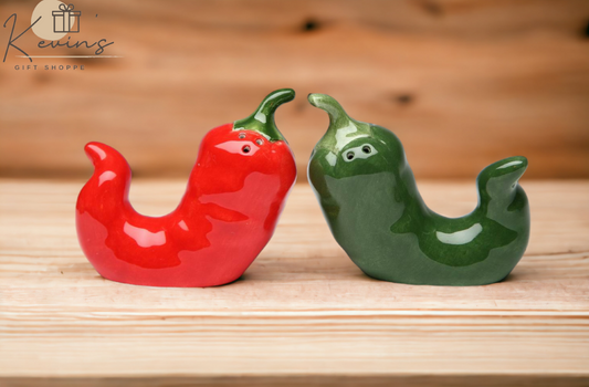Ceramic Chili Pepper Shaped Salt & Pepper Shakers Home Décor Gift for Her Gift for Mom Kitchen Décor Farmhouse Décor