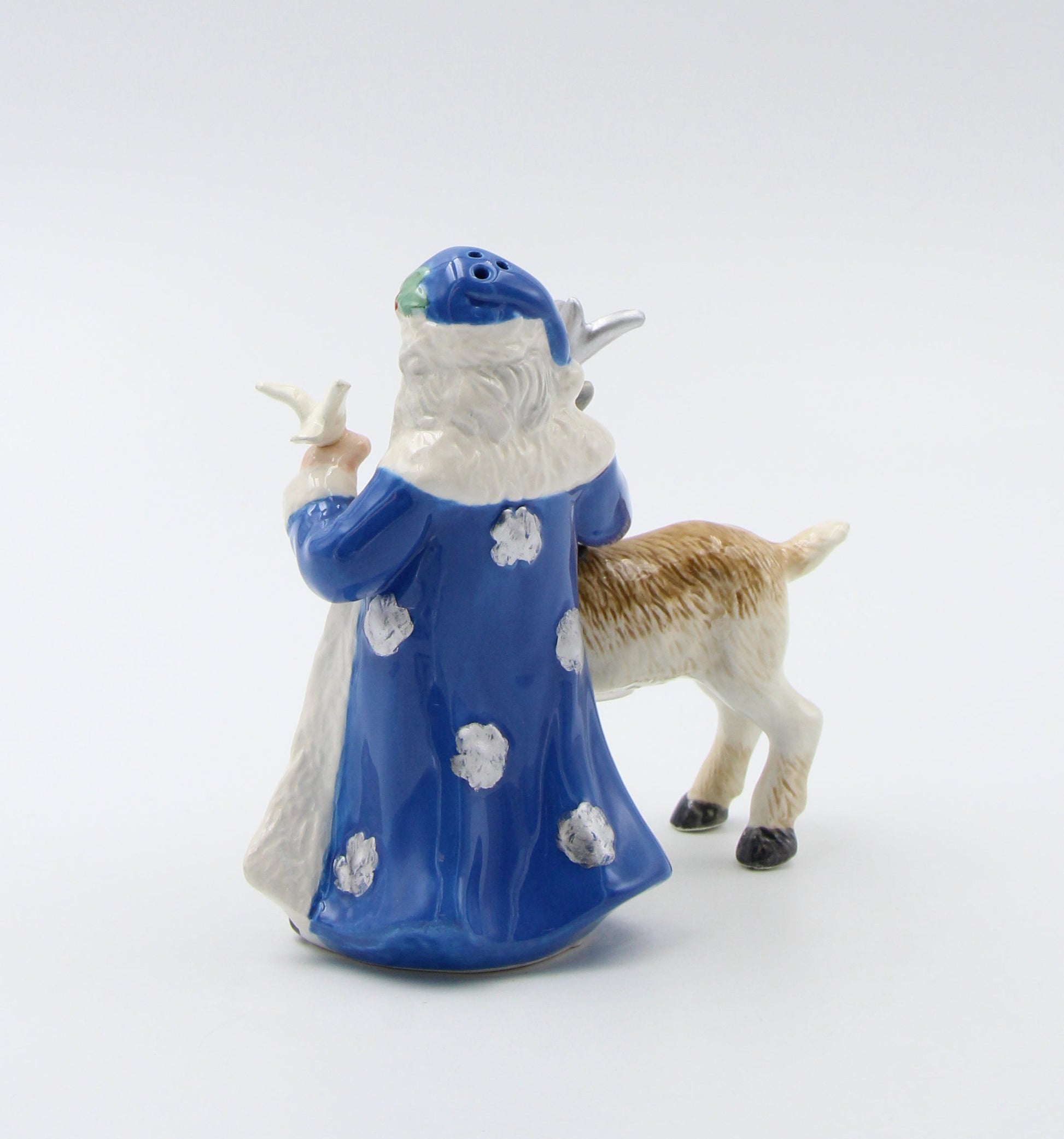 Ceramic Christmas Blue Santa Claus with Reindeer Salt and Pepper Shakers Home Décor Gift for Her Gift for Mom Kitchen